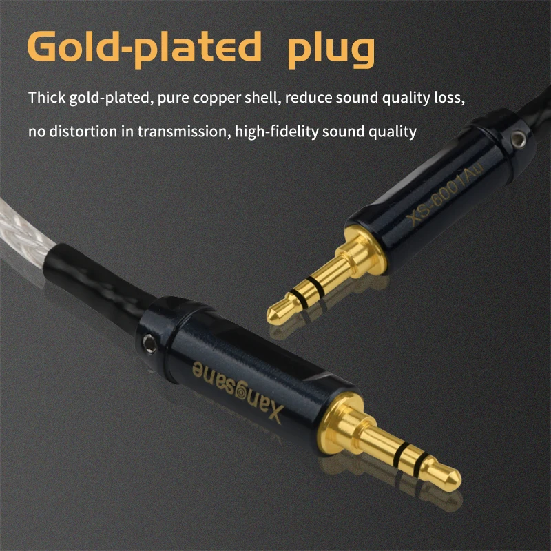 OCC الفضة مطلي 3.5 مللي متر كابل مساعد للهاتف مكبر صوت للسيارة سماعات رأس للكمبيوتر مكبر للصوت DAP الصوت خط