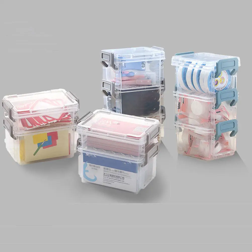 

6Pcs Plastic Stackable Desktop Storage Box Transparent Jewelry Organizer Makeup Container Stationery Storage Box Table Desk