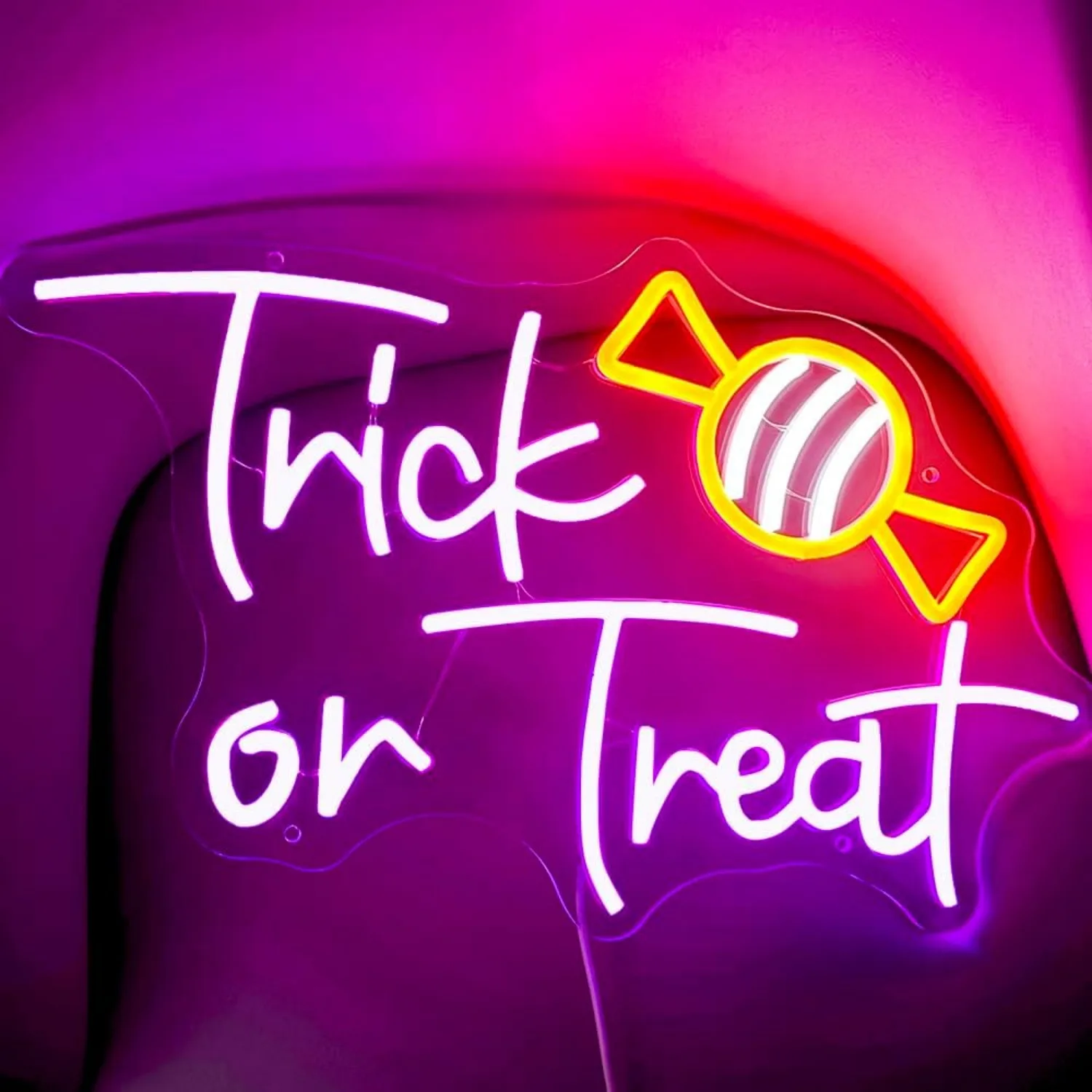 Trick or Treat Halloween Neon Sign Dimmable Wall Decor Usb Powered Led Light for Home Bar Salon Coffee Shop Window Porch Door