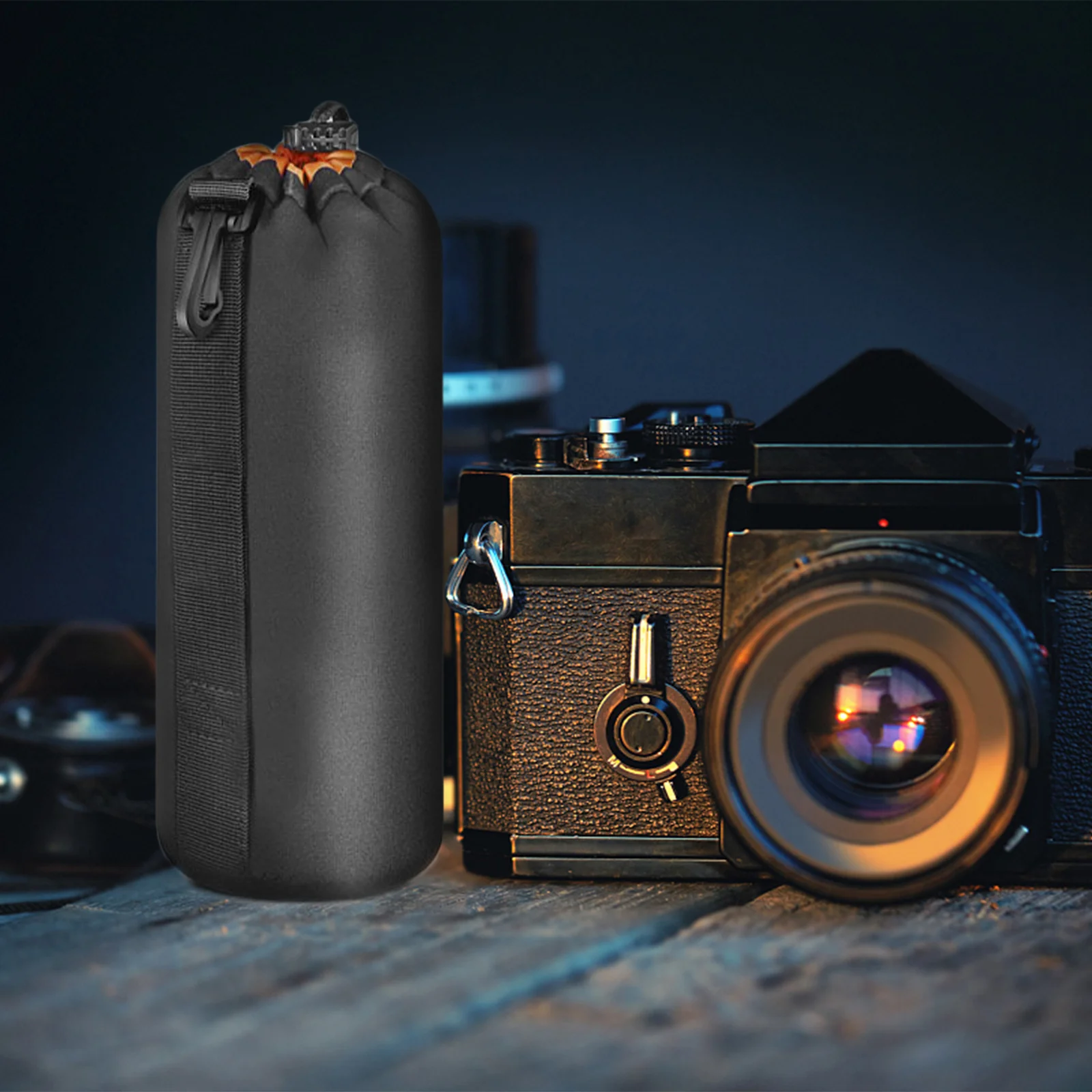 

Universal Camera Lens Case Bag in Neoprene Material Waterproof Shockproof Fit Lenses Up to 22Cm X 10Cm Drawstring Portable