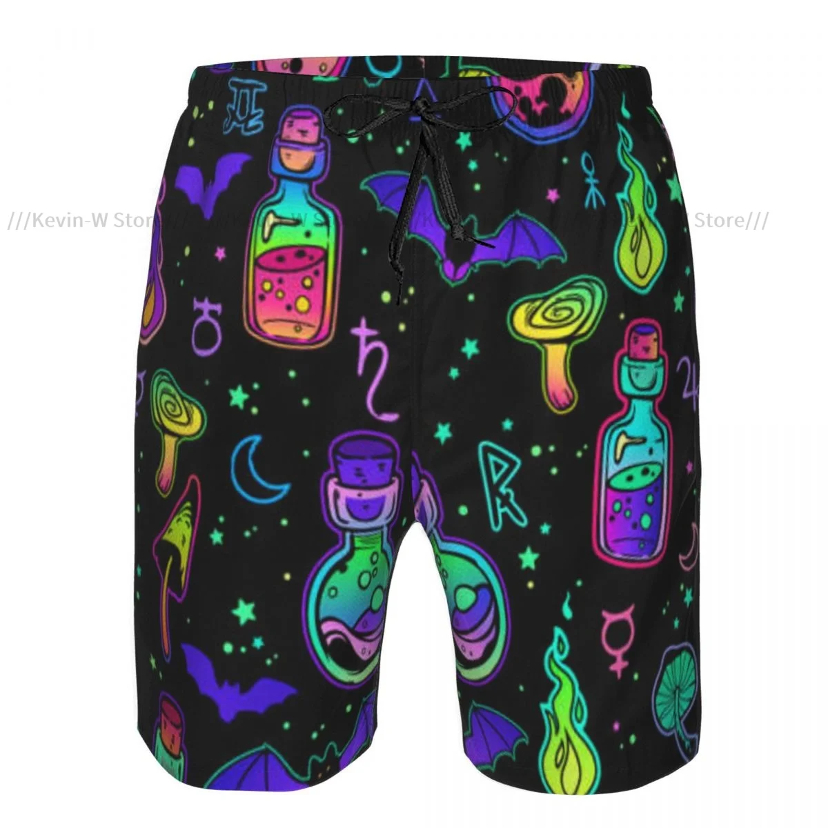 Summer Men Swimwear Breathable Quick Dry Trunks Magical Theme Beach Shorts for Running Training Surfing