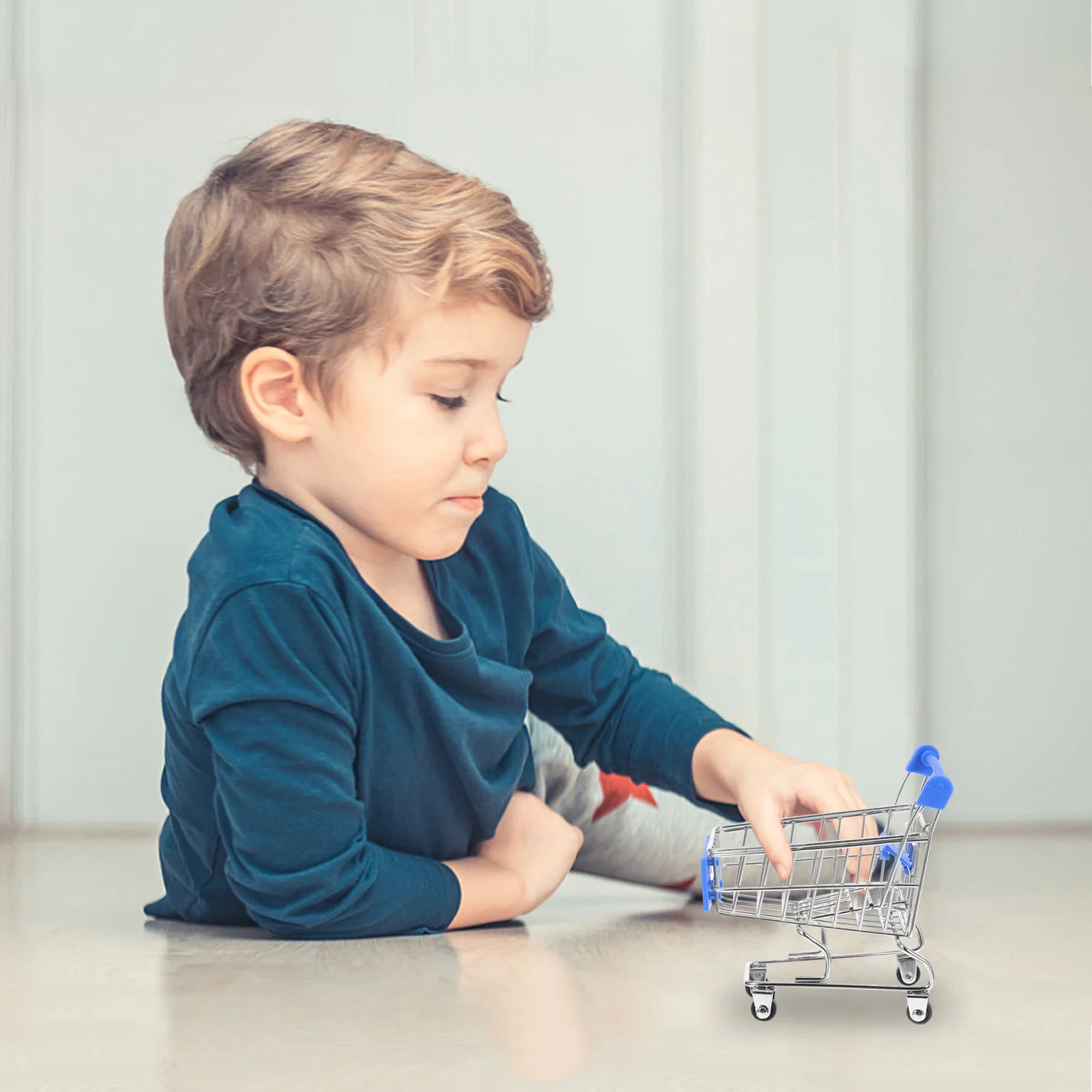 2 Pcs Mini Supermarket Shopping Cart Childs Trolley Kids Toy Metal Baskets Iron Toddler