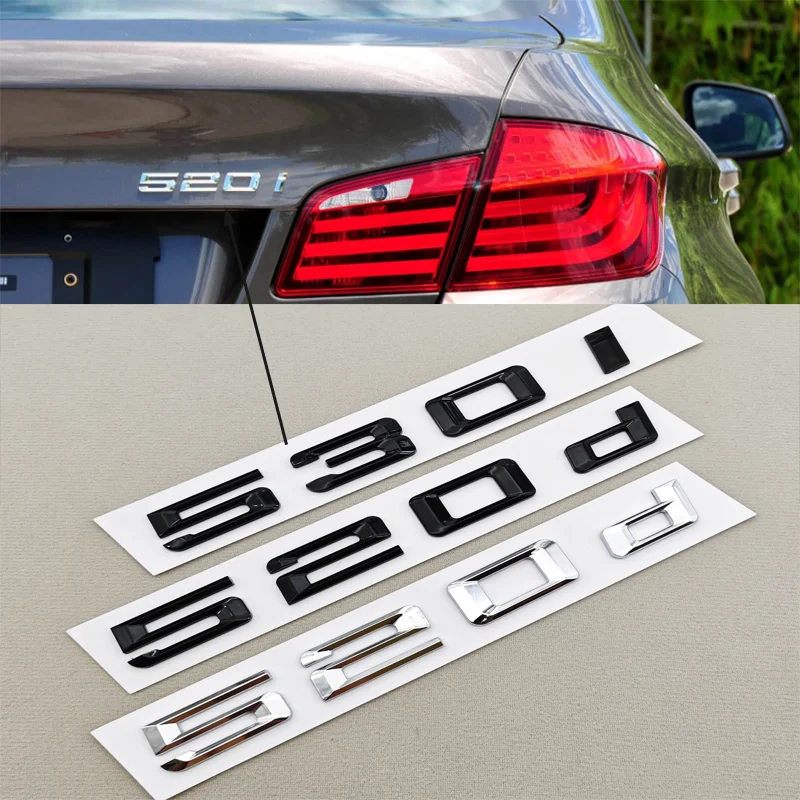 3D ABS Car Logo 520i 530i 540i 520d 530d Emblem for E34 E39 E60 E61 F07 F10 F11 F18 G30 G31 G38 Rear Trunk Badge Letters Sticker