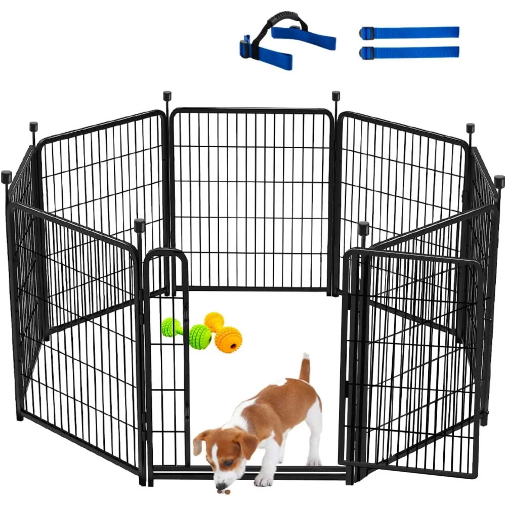 

Tall Garden Fences and Borders for Dogs, 48 inch High Garden Fence, 8 Panels Total 17.7 Ft, 21 in Wide Low Threshold Gate. Modul