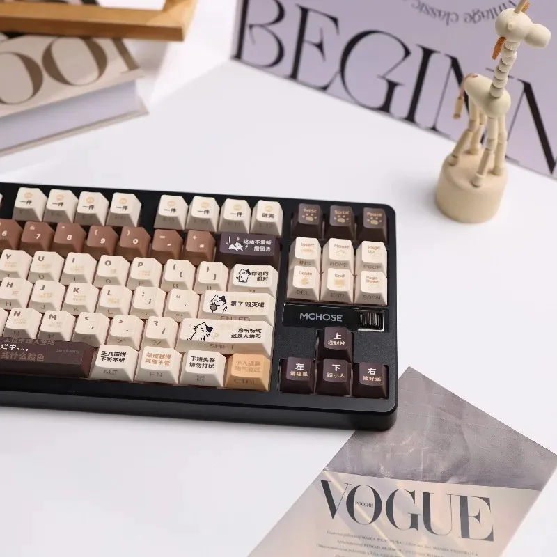 Fishing Cat Theme Keycaps Set Customized PBT Sublimation Cherry Profile Keyboard Cap for Gaming Mechanical Keyboard Accessories