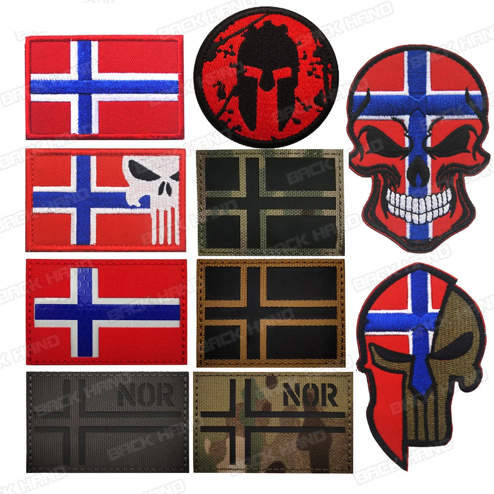 Norway Flag IR Infrared Reflective Patches Tactical Military Norge Flags Emblem Stickers Chevron Appliqued Embroidered Badges