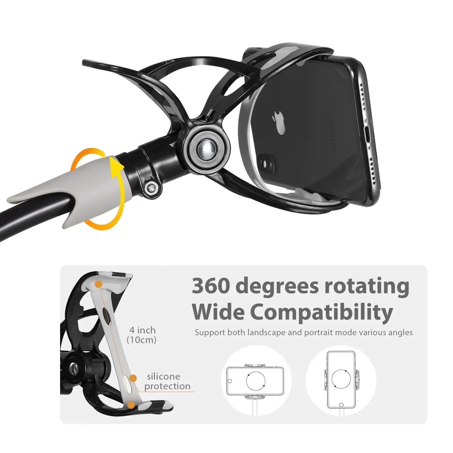 

White Rose Blue Gooseneck Long Arm Cell Phone Holder Monitor Stand