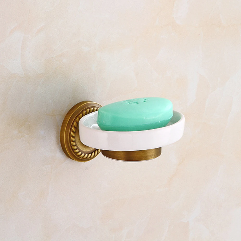 

Vintage Copper Soap Dish Wall Mounted Ceramic Soap Holder Soap Shelf Tray for Home Bathroom Hotel