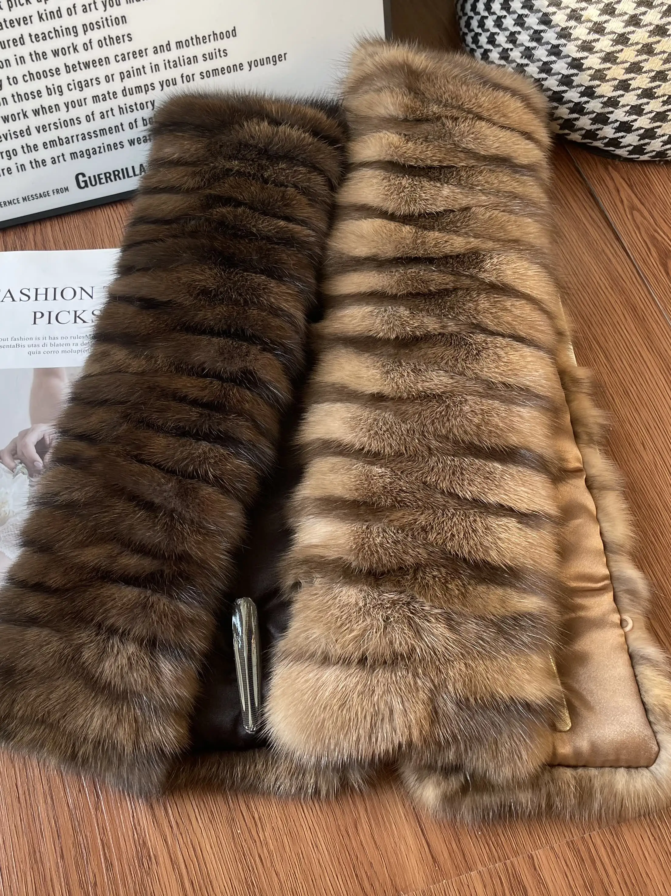 Autumn Winter Real Sable Fur Scarves Whole Skin Craft Scarf Natural Fur Neck Warmer