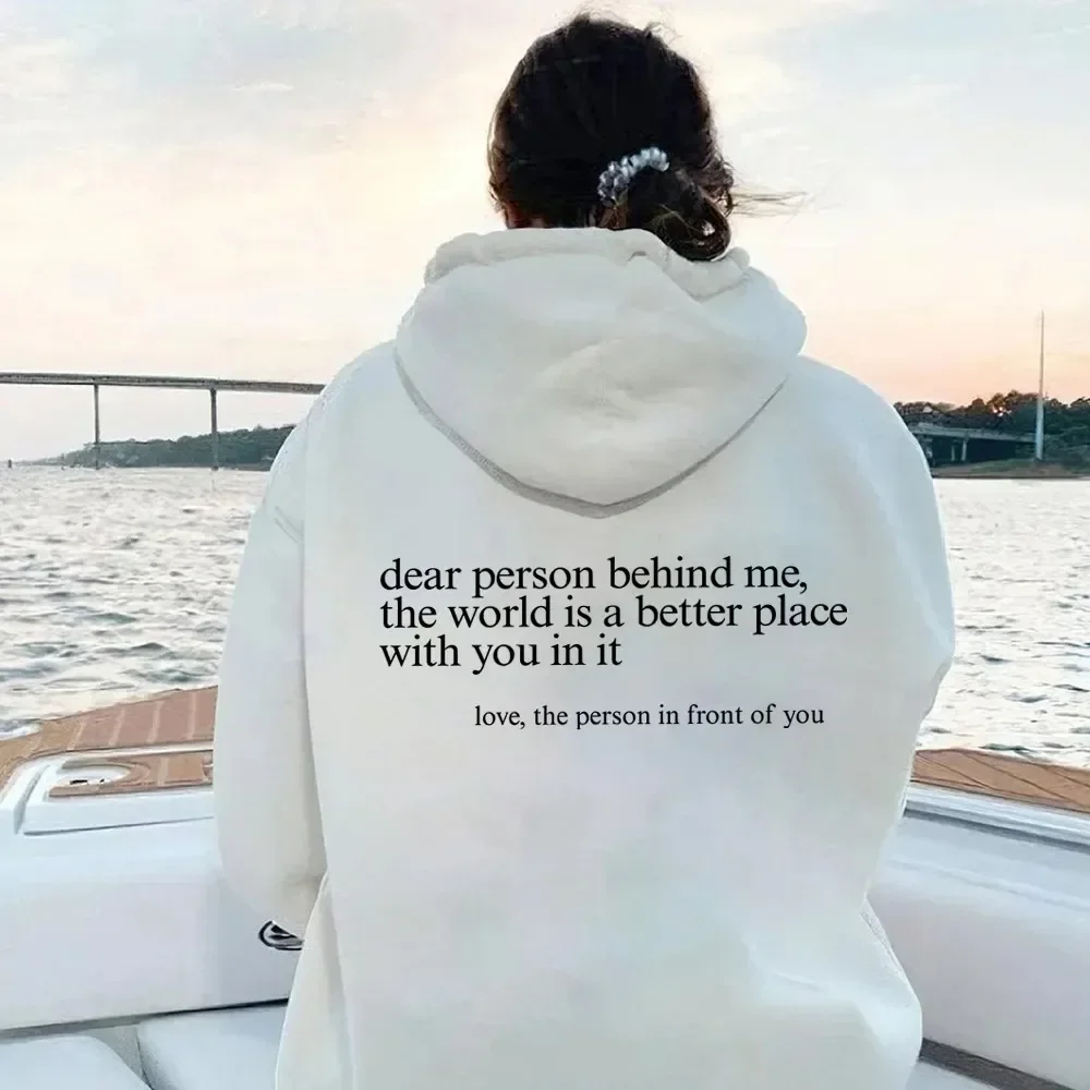 

Deer Person Behind Me Slogan Plus Size Hoodies A Positive Phrase for Mental Health Women's Unisex Sweatshirts Warm Soft Pullover