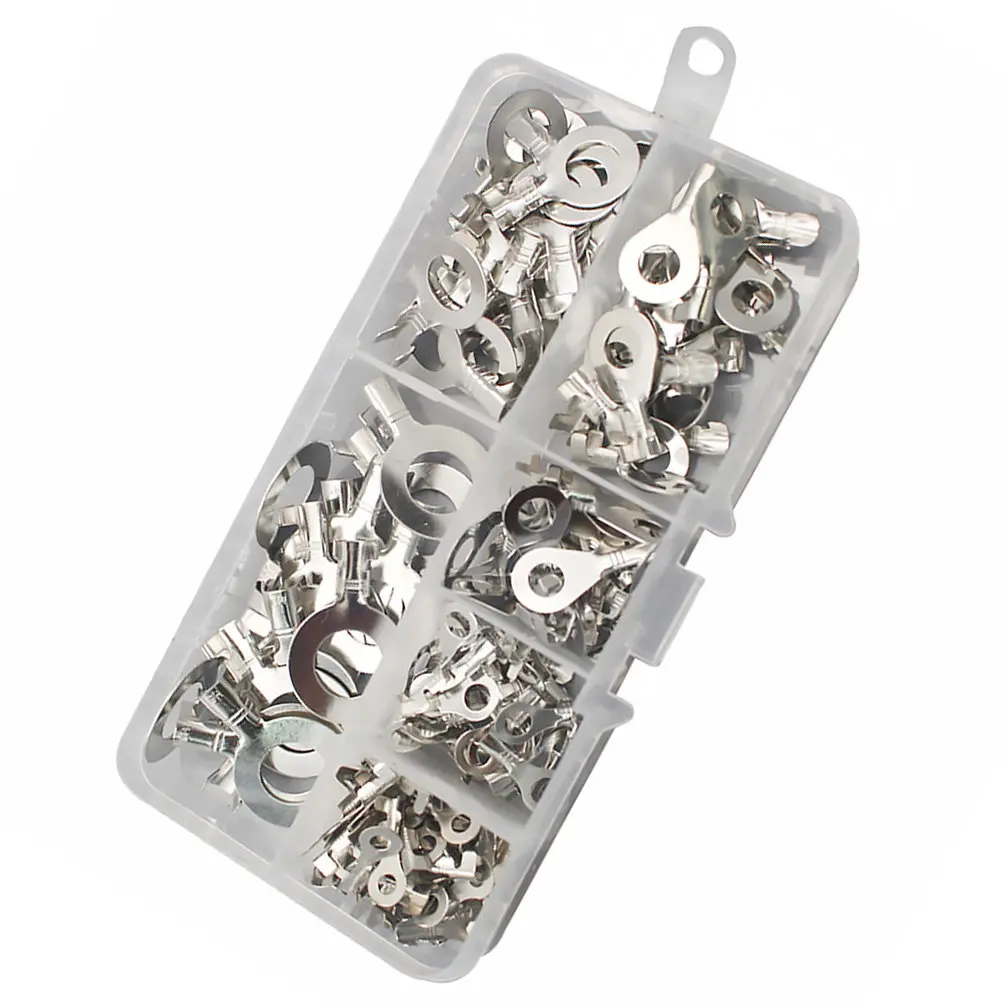 150Pcs Wire Terminal Kit Tinned Non-Insulated Annular Cable Lugs Connector Assortment for Automotive Household