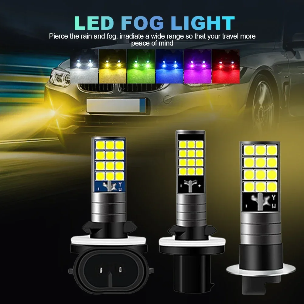 3030 24SMD 900LM Yellow Pink Green Blue Car Driving Running Lamp Multicolor H1 H3 H27 881 Fog Lights Bulb Auto Leds Light 12V view 3