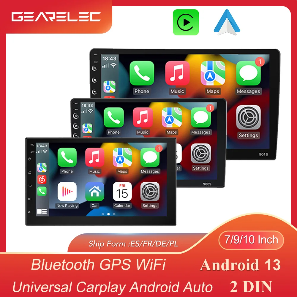 Android 12 Car Stereo Wireless Carplay Android Auto Bluetooth WiFi GPS AUX USB FM  7/9/10 inch Universal Multimedia display