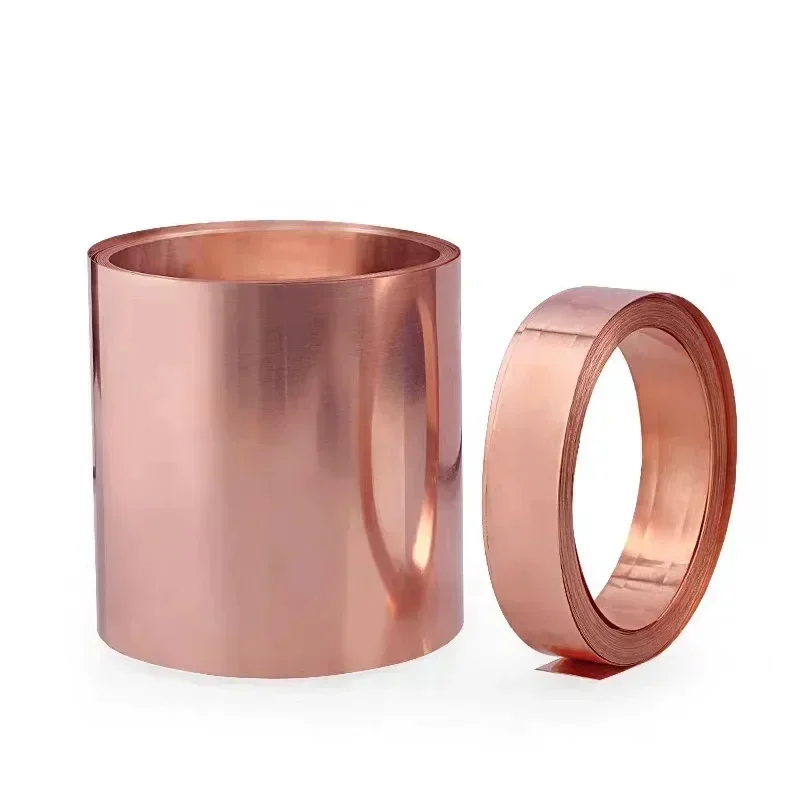 2M T2 Copper Foil Strip Thin Thick 0.05/0.1/0.2/0.3/0.4/0.5/0.6/0.8mm Red Copper Plate Sheet Narrow Strip Belt Width 5mm~80mm