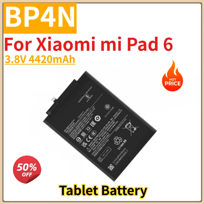 High Quality BP4N Tablet Battery 3.8V 4420mAh For Xiaomi mi Pad 6 Brand New Replacement Battery