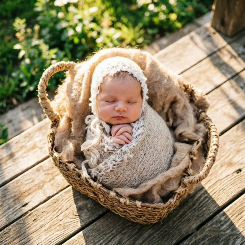 Mohair Lace Wrap Cloth And Hat Full Accessory Set Newborn Photo Prop For Full Moon Baby Indoor Studio Portrait Shooting Supply