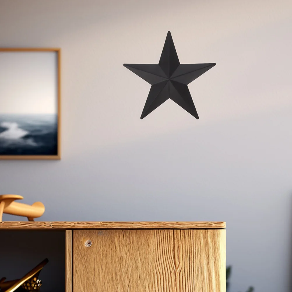 งานศิลปะติดผนังรูปดาว 3 มิติ สไตล์วินเทจยุโรป ทำจากเหล็กสีดำ ตกแต่งบ้าน บาร์ คาเฟ่ สำนักงาน ด้วยสไตล์เรียบง่ายแบบชนบท  งานตกแต่งรูปดาวชุบสังกะสี