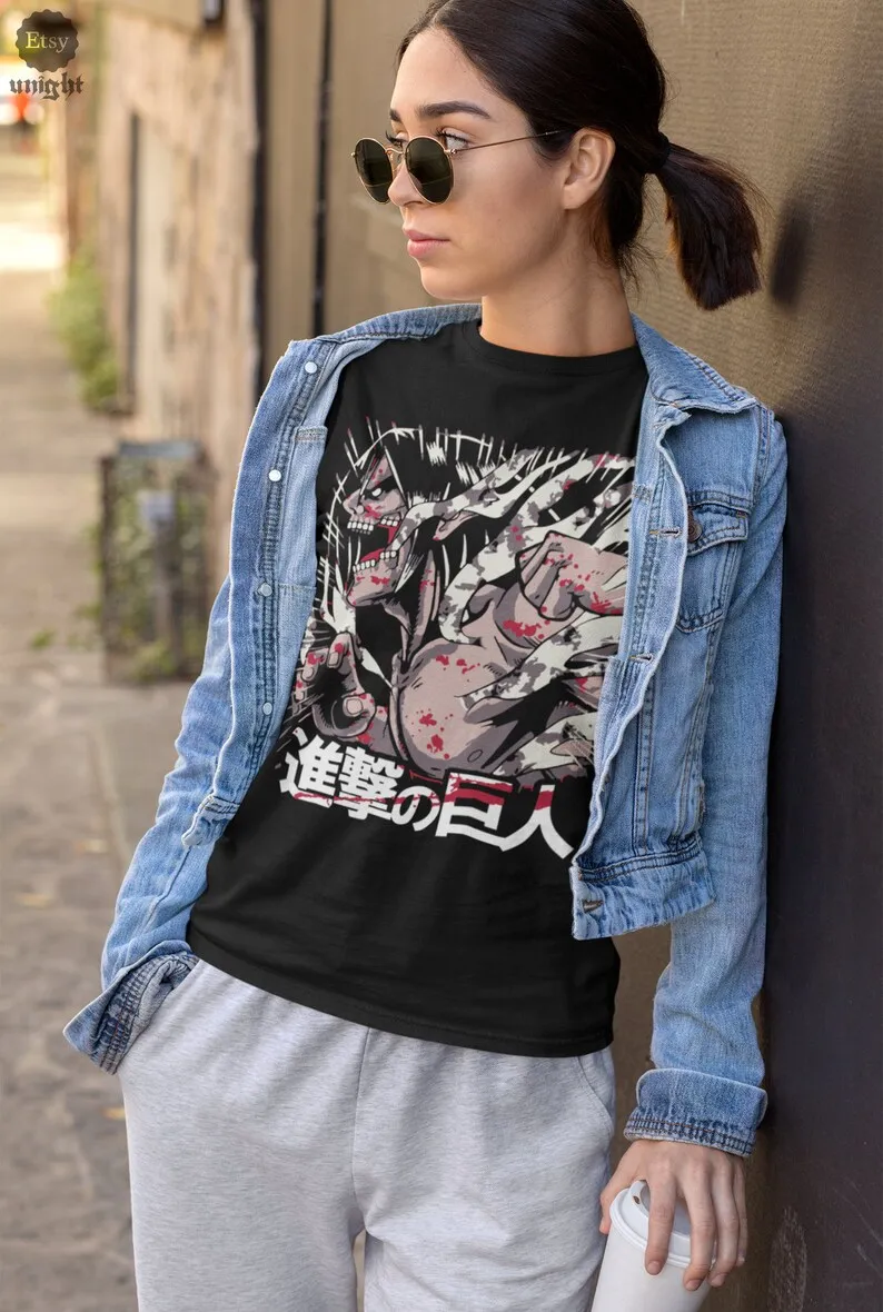 Unisex Titan Onslaught Tee - Manga-Inspired Fierce Combatant, Tokyo Wall Breacher, RetroDesign, Anime Siege Art, Monstrous Manga