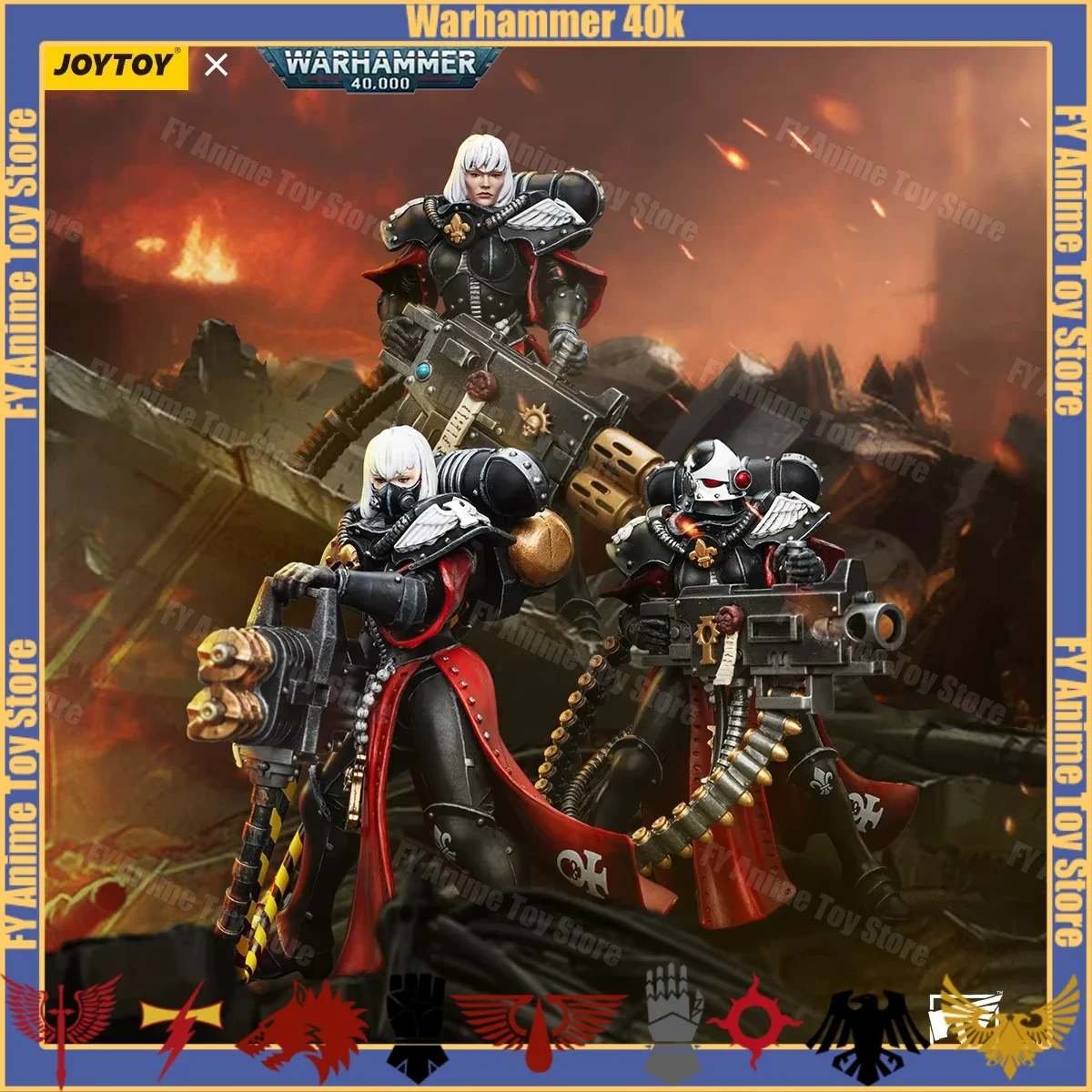 JOYTOY Warhammer 40k 1/18 Action Figures Anime 10.7cm Adepta Sororitas Team Retributor with Heavy Flamer Collection Model Toys