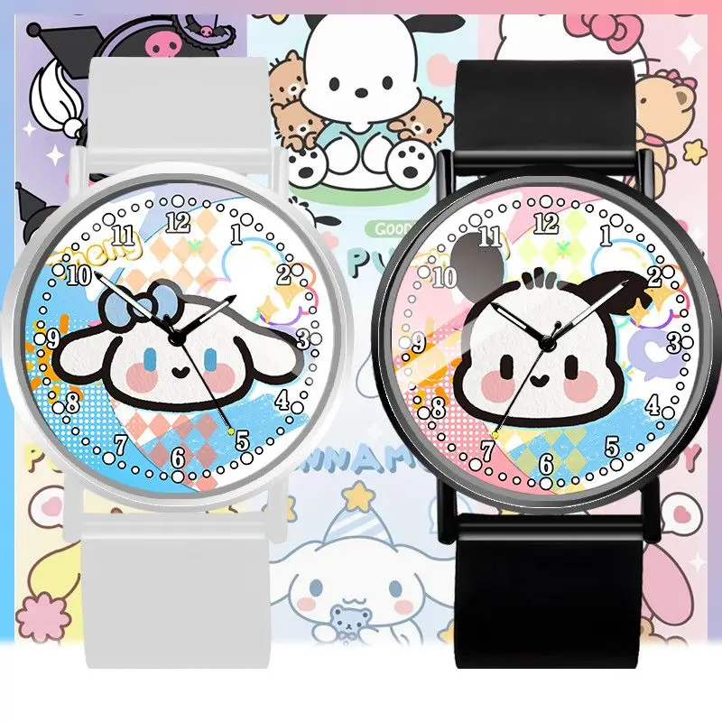 

Sanrio милые детские часы Pochacco, новые модные силиконовые часы с сердечком для девочек, милый мультяшный маленький указатель, студенческий подарок на день рождения