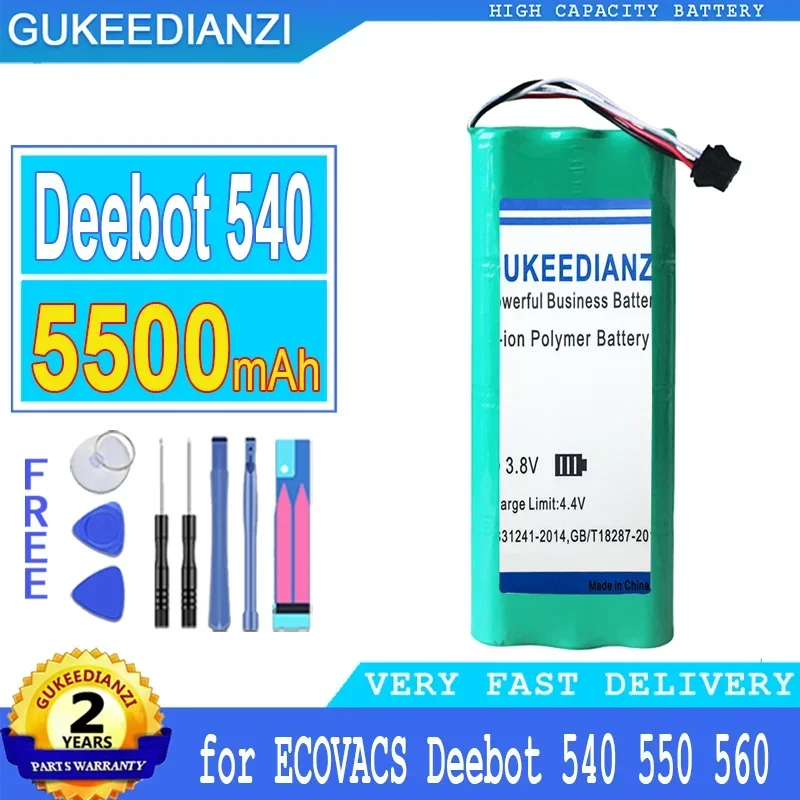 

Аккумулятор GUKEEDIANZI для пылесоса, 5500mAh, аккумулятор большой мощности Для ECOVACS Deebot 540 550 560 570 580 D56 D58