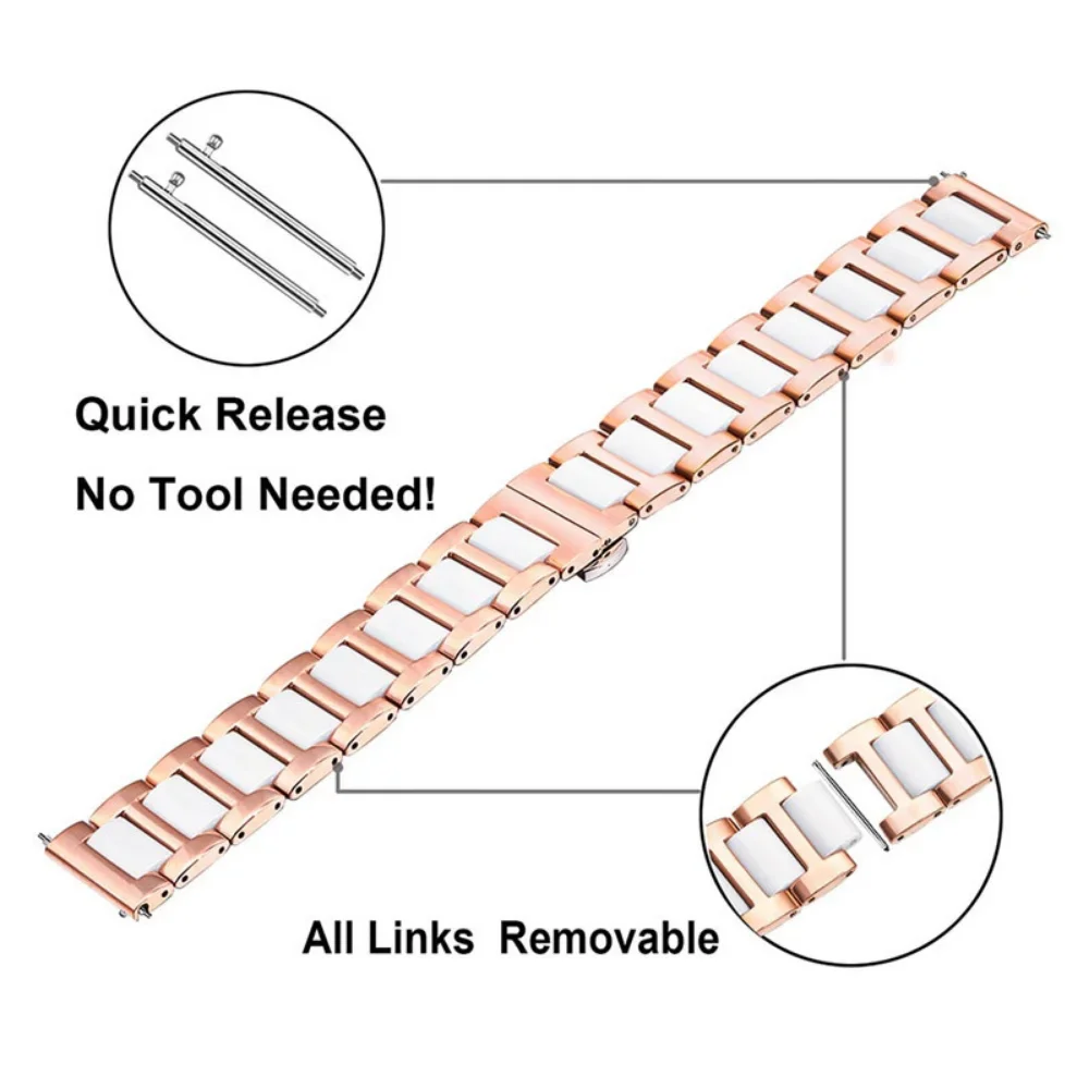 20mm 22mm Ceramic Strap for Samsung Galaxy Watch 3/4/5/6/Classic/Gear S3 Bracelet for Huawei Watch GT4 3 2 Pro/Amazfit GTR/GTS 4