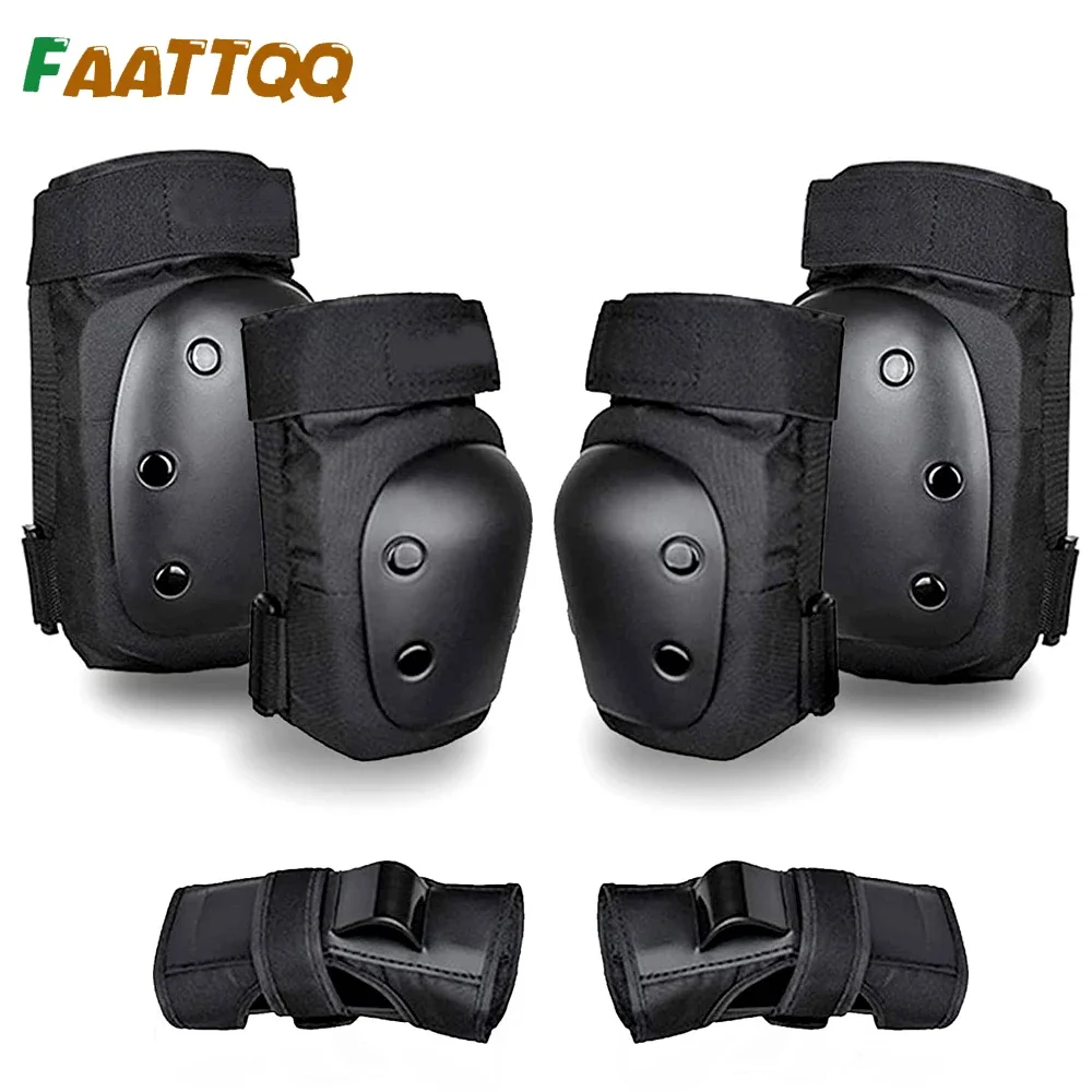 6Pcs Adult/Youth Knee Pads Elbow Pads Wrist Guards Protective Gear Set for Multi Sports Skateboarding Skating Cycling