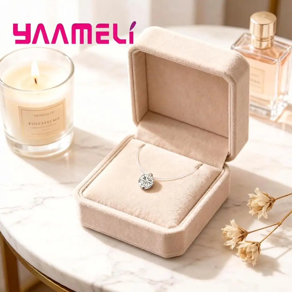 Classic 925 Sterling Silver Round Crystal Cubic Zircon Fish Line Necklaces For Women Girls Wedding Party Jewelry Gifts Accessory