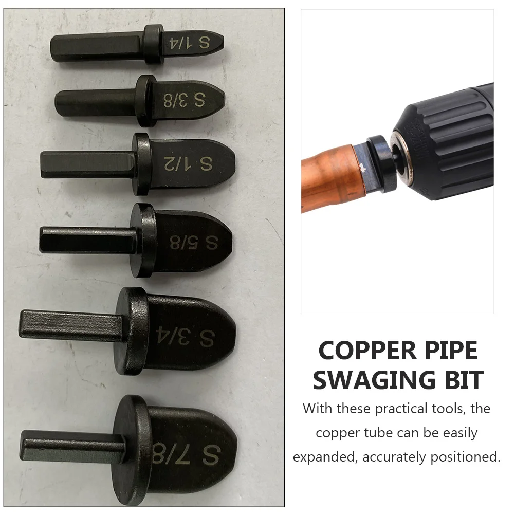 

6Pcs Black Copper Pipe Flaring Tool Set Premium Swaging Drill Bits for Refrigeration