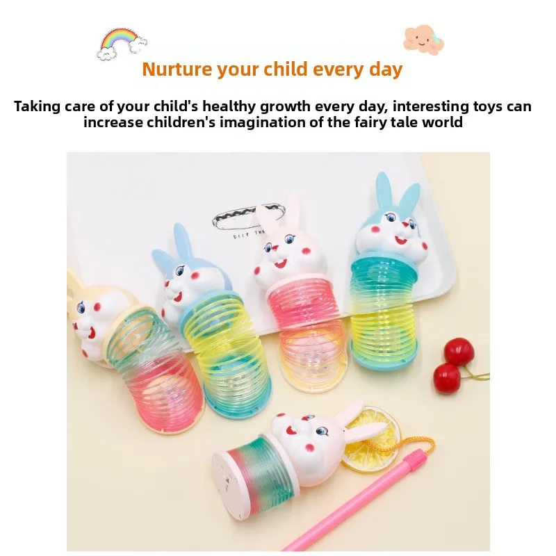 Anello arcobaleno che si illumina al buio con coniglio Lanterna giocattolo Novità Anello arcobaleno con lanterna a forma di cartone animato