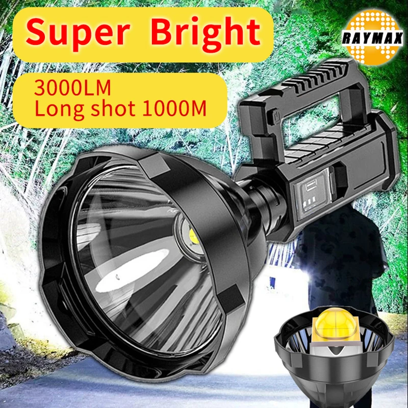 

Flashlight Handheld Lamp Big Head Strong Light USB Charging Searchlight Outdoor Waterproof Long Range Lighting Flashlight