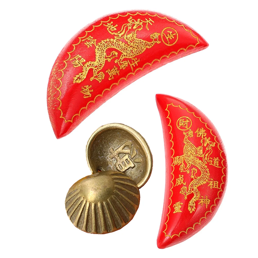 

2Pairs Sturdy Divination Unique Meaning Buddhist Divination Gift Taoist Supplies Taoist Tool