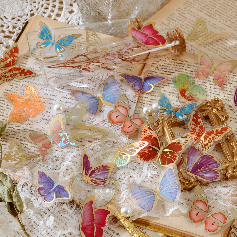 

30pcs Southland Forest Bronzing Stickers Aesthetic Butterfly Flower Fairy Bullet Journaling Accessories Waterproof Deco Stickers