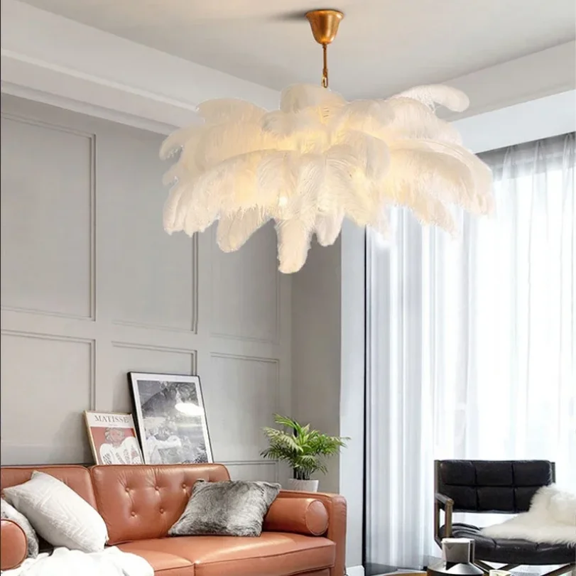 Imagem -05 - Modern Ostrich Feather Pendant Light Living Room Teto Chandelier Quarto Pendurado Lâmpada Decoração Criativa para Loja e Hotel