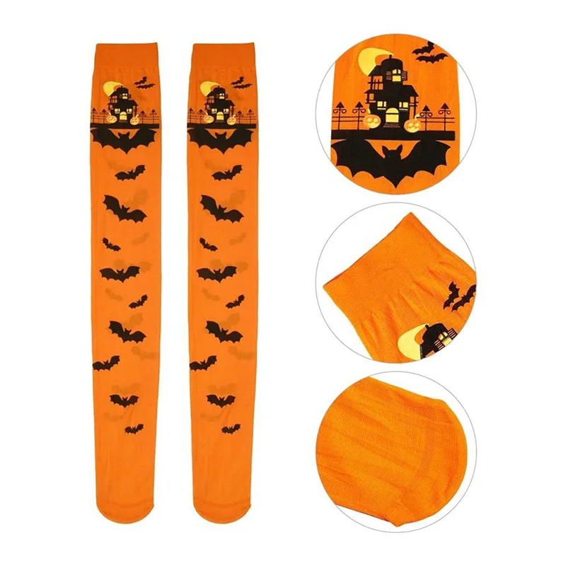 Halloween Blood Print Stockings Skull Skeleton Printed Over Knee Bottoming Socks Adult Costume Party Cosplay Accessories