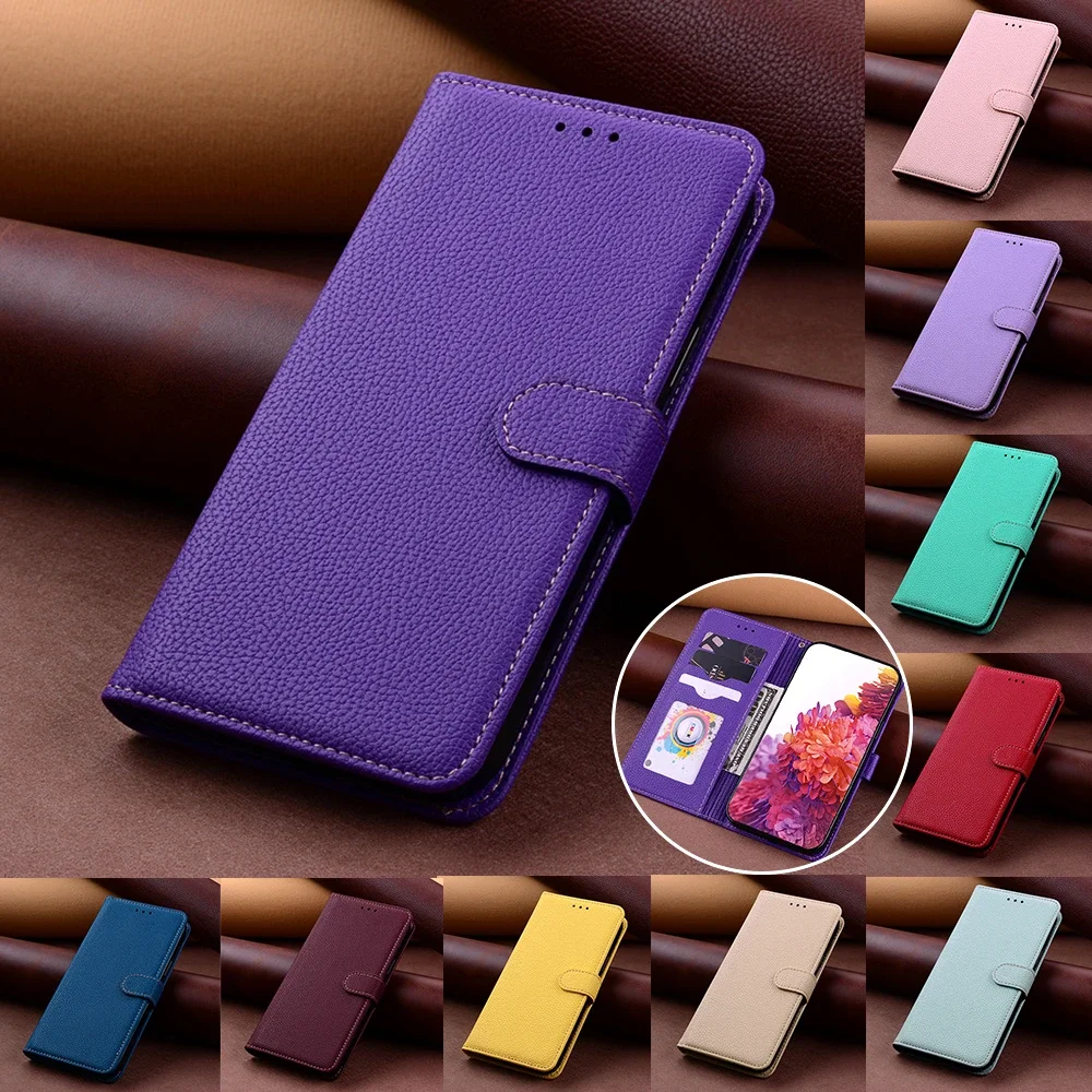 Solid Color Wallet Case for Redmi 10 10C 10A 9C 9A 9T 9 8 8A 7 S2 Redmi 12 Lychee Pattern PU Leather Flip Cover for Redmi 5 Plus