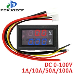 DC 0-100V 1A 10A 50A 100A Voltmeter Ammeter Amp Dual Digital Volt Meter Gauge LED display Meter Amperemeter Voltage Indicator