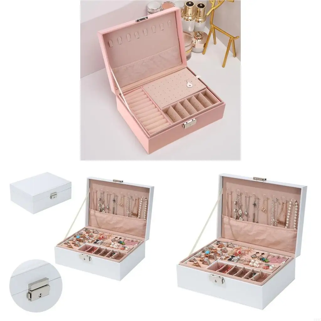 195C Convenient Jewelry Box Spacious Jewelry Holder Double Layer Jewelry Organizers