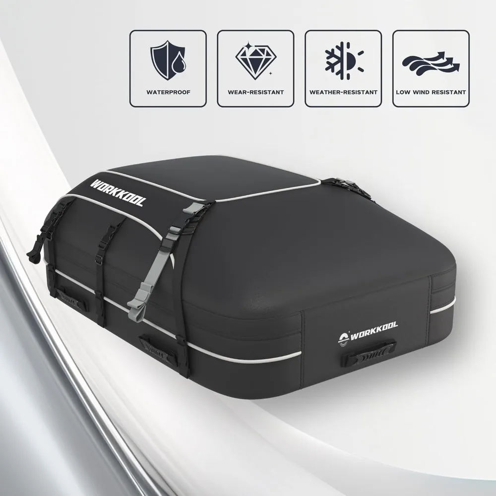 حقيبة شحن مقاومة للماء على السطح - سعة 15 أقدام مع حصيرة مضادة للانزلاق وقفل أمان لجميع المركبات