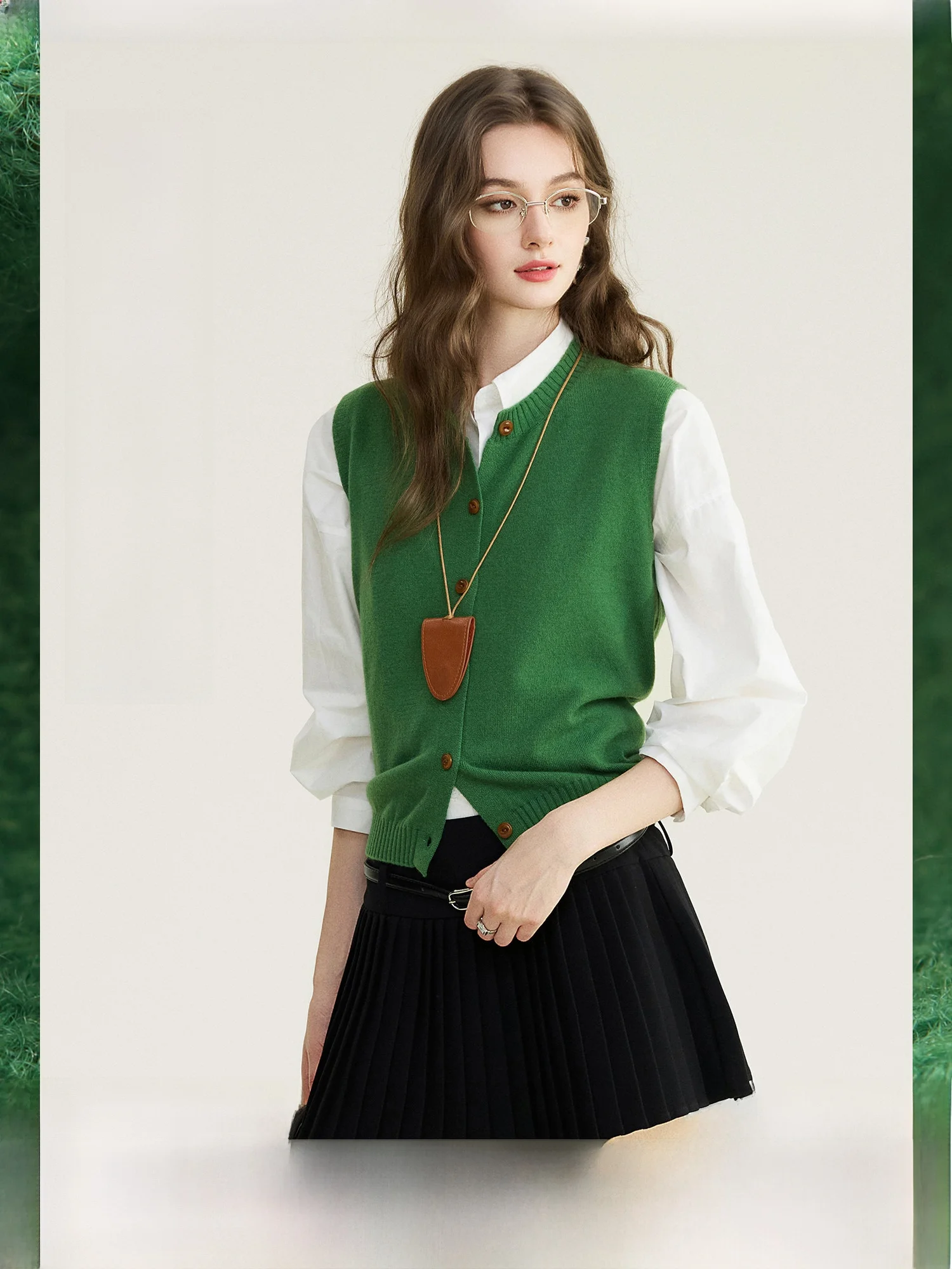 

Женский вязаный шерстяной жилет из смесовой ткани (26 нитей), мягкий, модный, для многослойных образов, весенний, для повседневной носки, стандартный крой