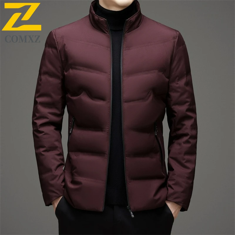 

COMXZ New Mens Down Jacket White Duck Down Working Windproof Lightweight Puffer Coat Winter Casual Business Warm Short Jackets