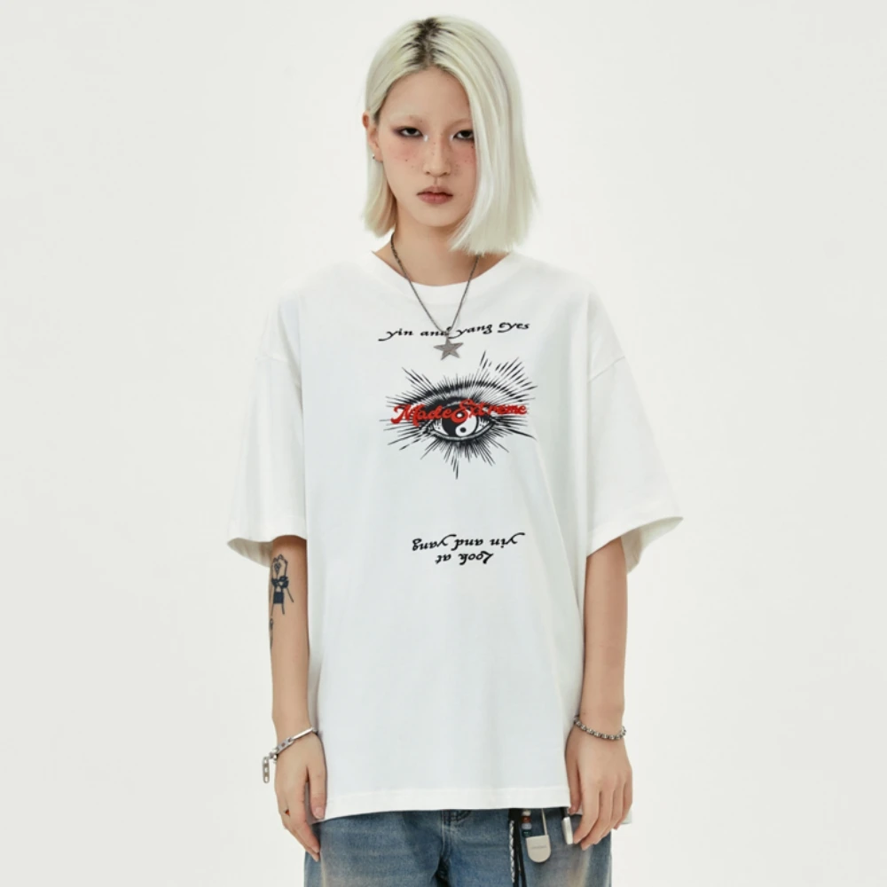 Women Tshirt Y2K Hip Hop Eye Graphic Print Streetwear T-Shirt 2024 Punk Gothic Short Sleeve Shirts 2024 Harajuku Loose Tee Tops