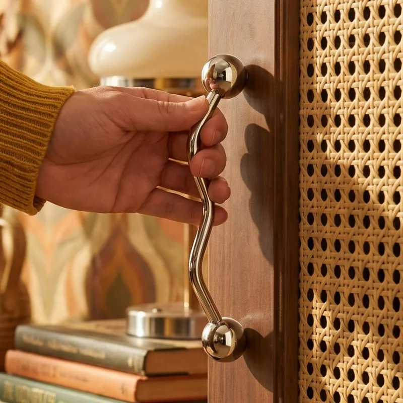 S-shaped Round Bead Metal Ball Handle Silver Cabinet Door Cabinet Drawer Light Luxury Furniture Wardrobe Door Handle