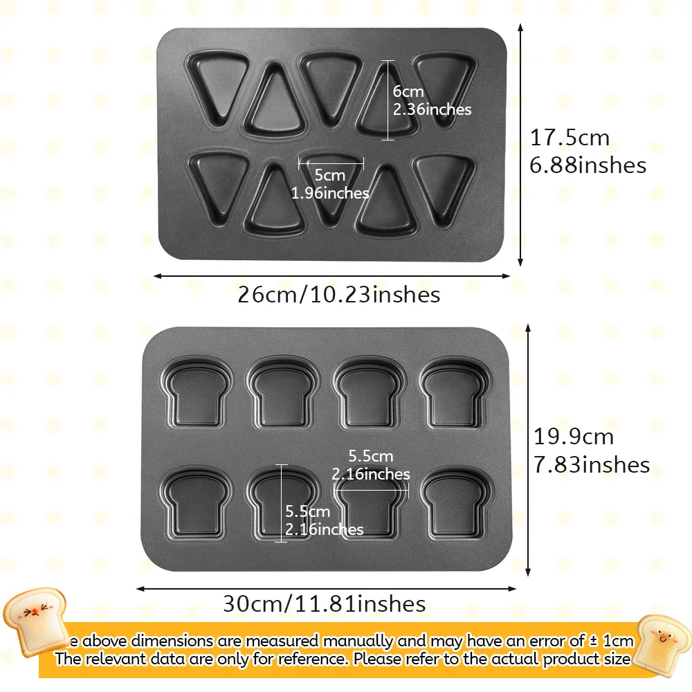 8/10 Cavity Mini Cake Molds Toast Tray Bread Pan Sandwich Brownie Dessert Madeleine Cake Moulds Baking Tools Muffin Bakeware