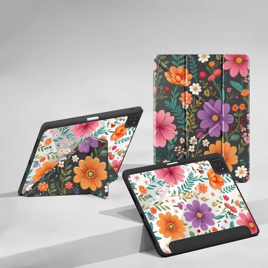 Vibrant Watercolor Wildflower Tablet Case For iPad Mini 6 7 Pro 2025 Pro 11 10 9 8 7 th 12.9inch Air 4 5 M3 M2 M4 11inch Holder