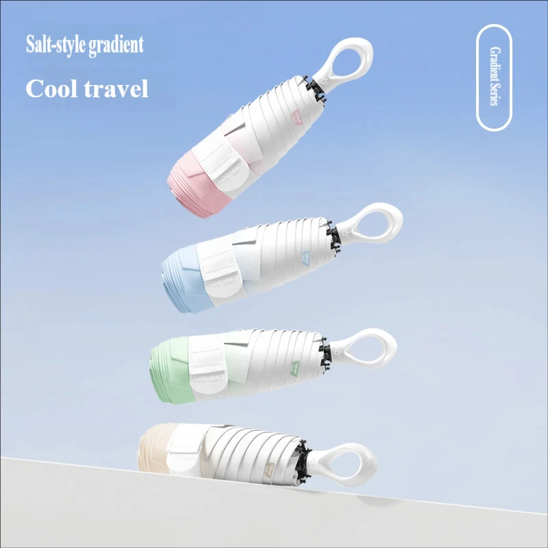 5-Fold 6-Rib Gradient Sun Umbrella, UV Protection, Pocket Capsule Umbrella, Dual-use for Sun & Rain