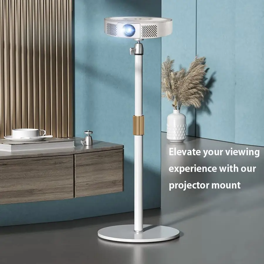 Suporte de projetor com base de metal estável, extensão flexível e ajuste de ângulo, gerenciamento de cabos, interface de 1/4 polegadas ideal para
