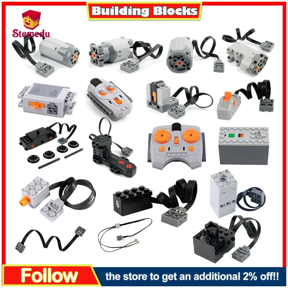 

MOC Building Blocks M/L/XL Servo Motor Power Functions Part AA/AAA Battery Case Remote Control For Le.goes 8883 88003 8882 88004