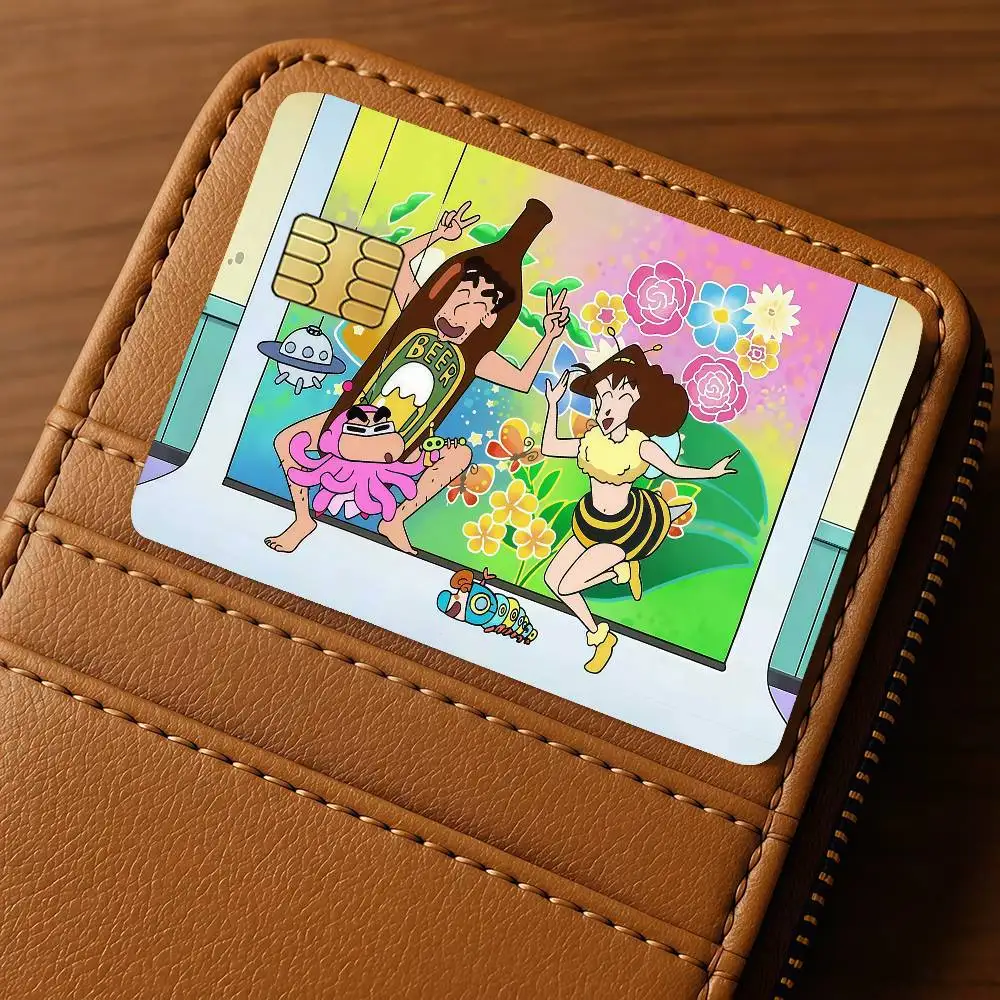 Cartoon C-Crayon S-Shin-chan Funny Credit Skin Cover Card Stickers 4PCS Film Bus Pass Front Decoration Bank Debit Waterproof