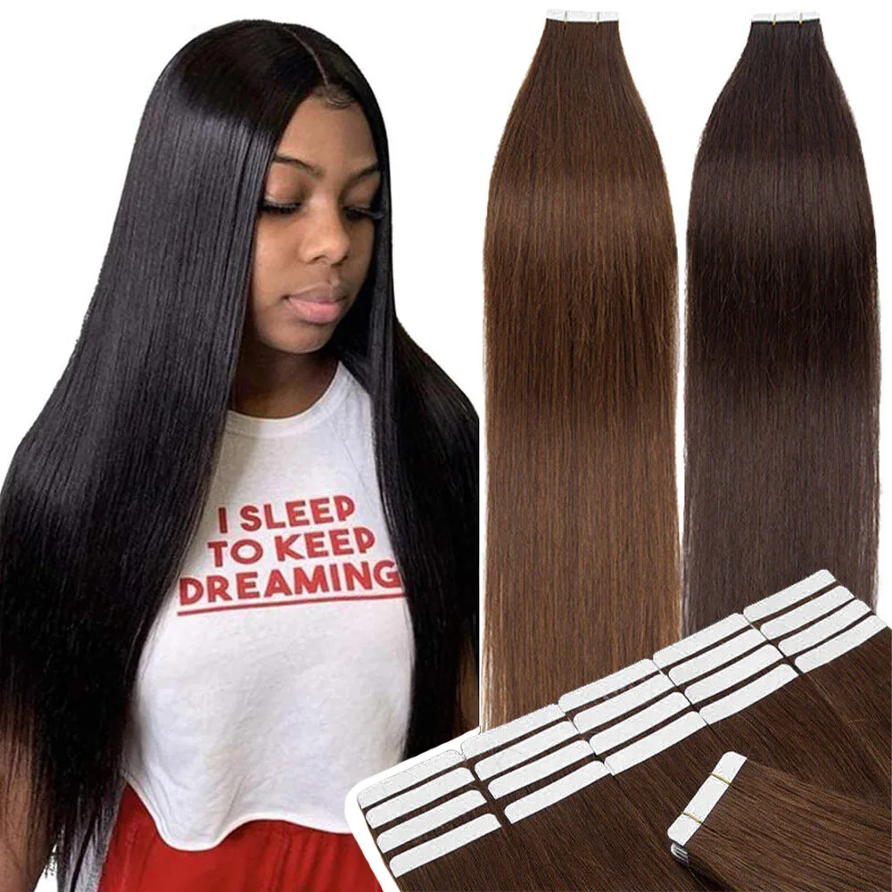 16 26 Inch Tape in Extensions Hair Tape in Hair Extensions 100% Human Hair Natural Black Tape Hair Extensions Straight Remy Hair